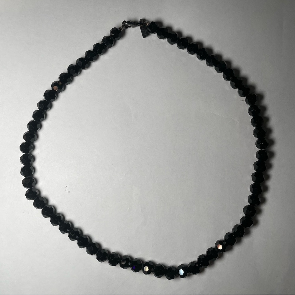 Black Beaded Necklace with Smooth Polished Finish